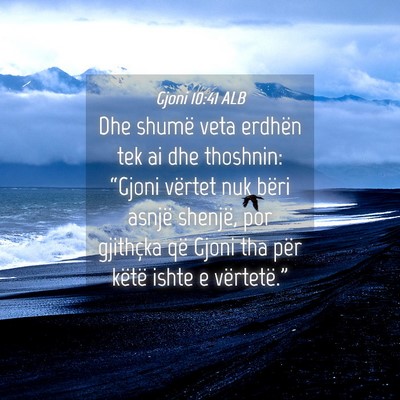 Picture 04 - Gjoni 10:41 ALB - Dhe shumë veta erdhën tek ai dhe thoshnin: - Bible Verse Picture