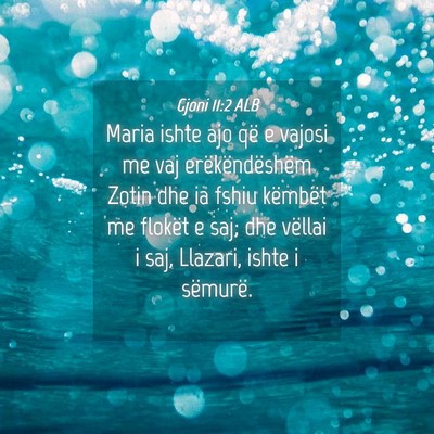 Picture 04 - Gjoni 11:2 ALB - Maria ishte ajo që e vajosi me vaj - Bible Verse Picture