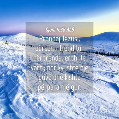 Picture 04 - Gjoni 11:38 ALB - Prandaj Jezusi, përsëri i tronditur përbrenda, - Bible Verse Picture