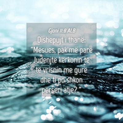 Picture 04 - Gjoni 11:8 ALB - Dishepujt i thanë: “Mësues, pak më parë - Bible Verse Picture