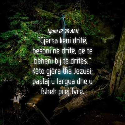 Picture 04 - Gjoni 12:36 ALB - “Gjersa keni dritë, besoni në dritë, që të - Bible Verse Picture