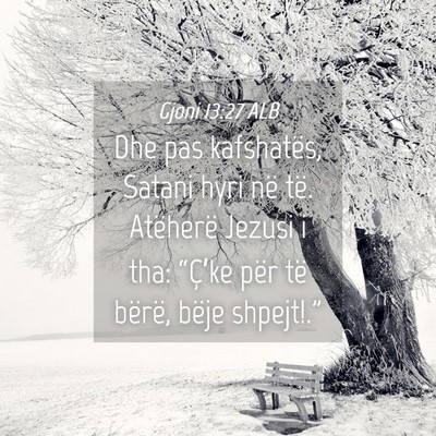 Picture 04 - Gjoni 13:27 ALB - Dhe pas kafshatës, Satani hyri në të. - Bible Verse Picture