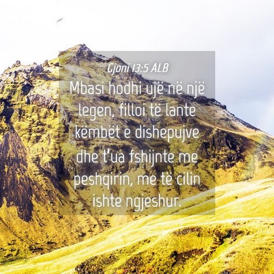 Picture 04 - Gjoni 13:5 ALB - Mbasi hodhi ujë në një legen, filloi të lante - Bible Verse Picture