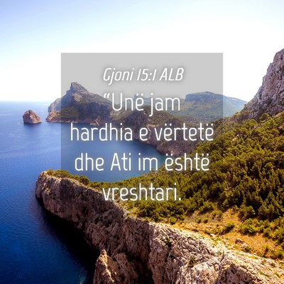 Picture 04 - Gjoni 15:1 ALB - “Unë jam hardhia e vërtetë dhe Ati im - Bible Verse Picture