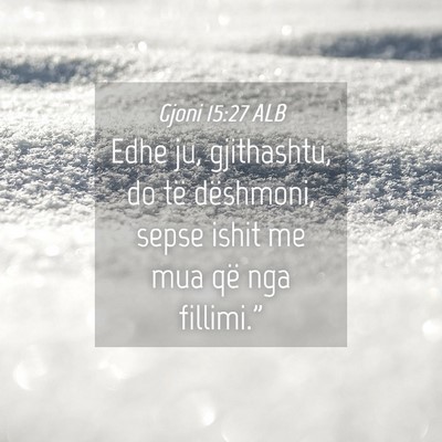 Picture 04 - Gjoni 15:27 ALB - Edhe ju, gjithashtu, do të dëshmoni, sepse - Bible Verse Picture