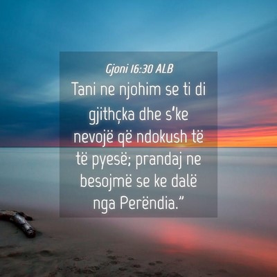 Picture 04 - Gjoni 16:30 ALB - Tani ne njohim se ti di gjithçka dhe s’ke - Bible Verse Picture