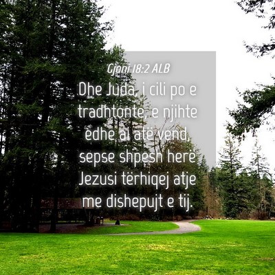 Picture 04 - Gjoni 18:2 ALB - Dhe Juda, i cili po e tradhtonte, e njihte edhe - Bible Verse Picture