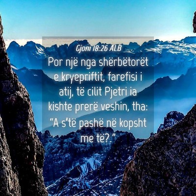 Picture 04 - Gjoni 18:26 ALB - Por një nga shërbëtorët e kryepriftit, - Bible Verse Picture