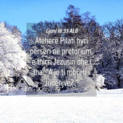 Picture 04 - Gjoni 18:33 ALB - Atëherë Pilati hyri përsëri në pretorium, e - Bible Verse Picture