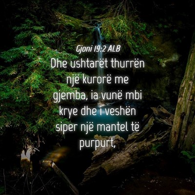 Picture 04 - Gjoni 19:2 ALB - Dhe ushtarët thurrën një kurorë me gjemba, ia - Bible Verse Picture