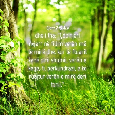 Picture 04 - Gjoni 2:10 ALB - dhe i tha: “Çdo njeri nxjerr në fillim verën - Bible Verse Picture