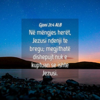 Picture 04 - Gjoni 21:4 ALB - Në mëngjes herët, Jezusi ndenji te bregu; - Bible Verse Picture