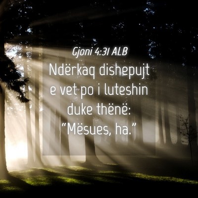 Picture 04 - Gjoni 4:31 ALB - Ndërkaq dishepujt e vet po i luteshin duke - Bible Verse Picture