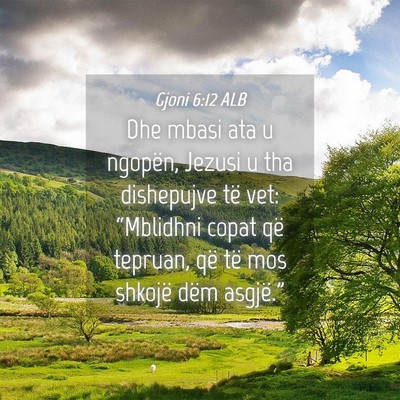 Picture 04 - Gjoni 6:12 ALB - Dhe mbasi ata u ngopën, Jezusi u tha dishepujve - Bible Verse Picture