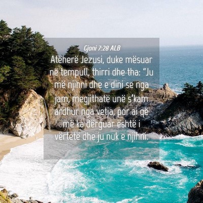 Picture 04 - Gjoni 7:28 ALB - Atëherë Jezusi, duke mësuar në tempull, - Bible Verse Picture