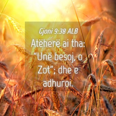 Picture 04 - Gjoni 9:38 ALB - Atëherë ai tha: “Unë besoj, o Zot”; dhe e - Bible Verse Picture