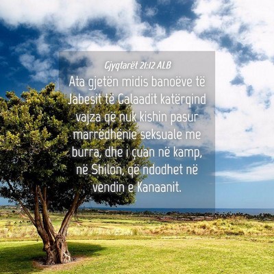 Picture 04 - Gjyqtarët 21:12 ALB - Ata gjetën midis banoëve të Jabesit të - Bible Verse Picture