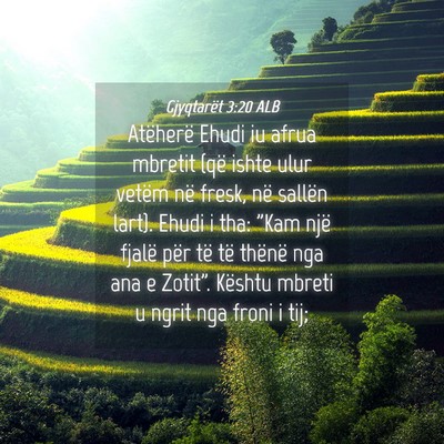 Picture 04 - Gjyqtarët 3:20 ALB - Atëherë Ehudi iu afrua mbretit (që ishte ulur - Bible Verse Picture