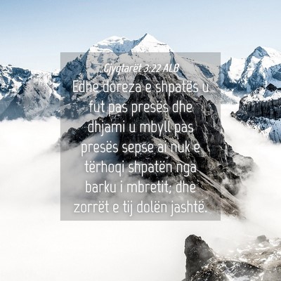 Picture 04 - Gjyqtarët 3:22 ALB - Edhe doreza e shpatës u fut pas presës dhe - Bible Verse Picture