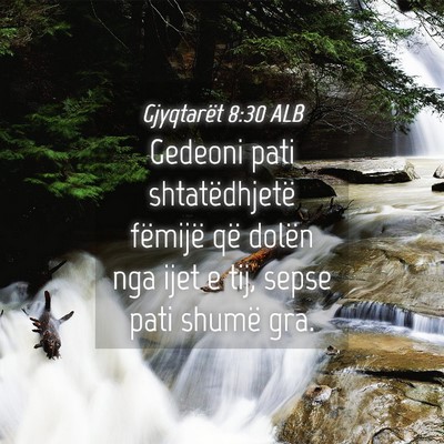 Picture 04 - Gjyqtarët 8:30 ALB - Gedeoni pati shtatëdhjetë fëmijë që dolën - Bible Verse Picture