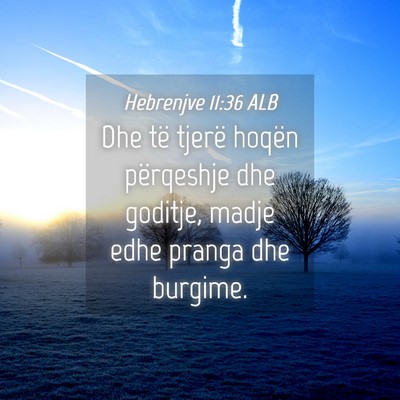 Picture 04 - Hebrenjve 11:36 ALB - Dhe të tjerë hoqën përqeshje dhe goditje, - Bible Verse Picture