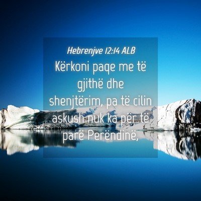 Picture 04 - Hebrenjve 12:14 ALB - Kërkoni paqe me të gjithë dhe shenjtërim, pa - Bible Verse Picture