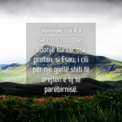 Picture 04 - Hebrenjve 12:16 ALB - se mos ndodhet ndonjë kurvar ose profan, si - Bible Verse Picture