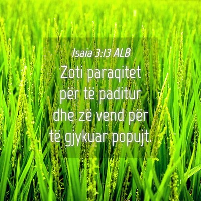 Picture 04 - Isaia 3:13 ALB - Zoti paraqitet për të paditur dhe zë vend për - Bible Verse Picture
