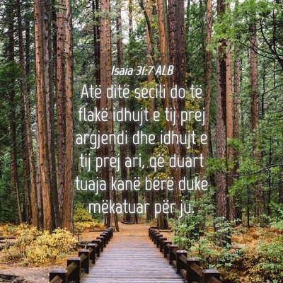 Picture 04 - Isaia 31:7 ALB - Atë ditë secili do të flakë idhujt e tij prej - Bible Verse Picture