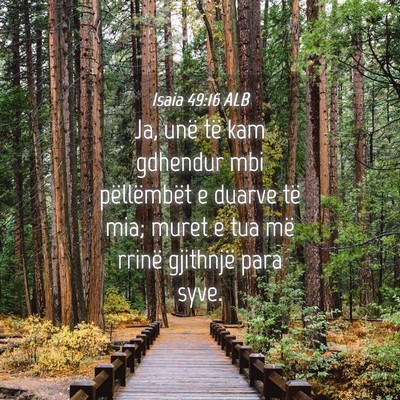 Picture 04 - Isaia 49:16 ALB - Ja, unë të kam gdhendur mbi pëllëmbët e - Bible Verse Picture