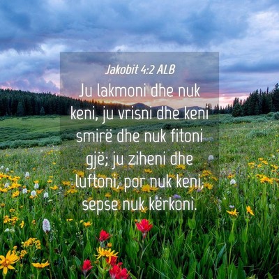 Picture 04 - Jakobit 4:2 ALB - Ju lakmoni dhe nuk keni, ju vrisni dhe keni - Bible Verse Picture