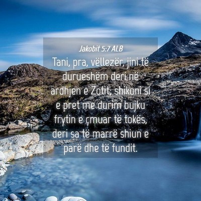 Picture 04 - Jakobit 5:7 ALB - Tani, pra, vëllezër, jini të durueshëm deri - Bible Verse Picture
