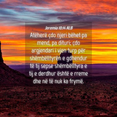 Picture 04 - Jeremia 10:14 ALB - Atëherë çdo njeri bëhet pa mend, pa dituri; - Bible Verse Picture