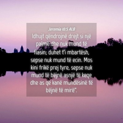 Picture 04 - Jeremia 10:5 ALB - Idhujt qëndrojnë drejt si një palmë dhe nuk - Bible Verse Picture
