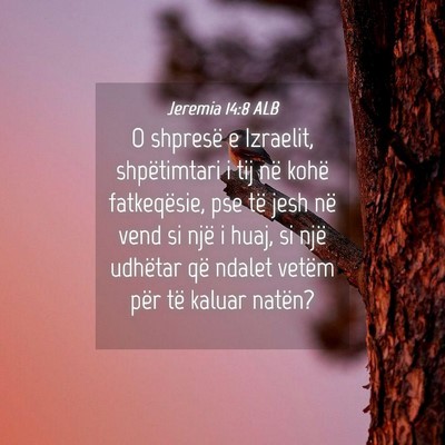 Picture 04 - Jeremia 14:8 ALB - O shpresë e Izraelit, shpëtimtari i tij në - Bible Verse Picture