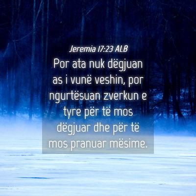 Picture 04 - Jeremia 17:23 ALB - Por ata nuk dëgjuan as i vunë veshin, por - Bible Verse Picture