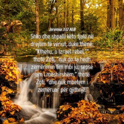Picture 04 - Jeremia 3:12 ALB - Shko dhe shpalli këto fjalë në drejtim të - Bible Verse Picture