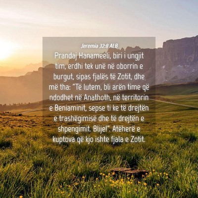 Picture 04 - Jeremia 32:8 ALB - Prandaj Hanameeli, biri i ungjit tim, erdhi tek - Bible Verse Picture