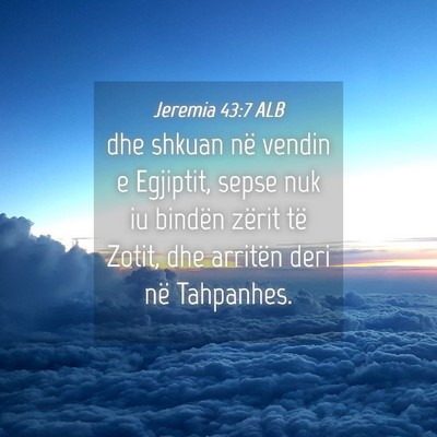 Picture 04 - Jeremia 43:7 ALB - dhe shkuan në vendin e Egjiptit, sepse nuk iu - Bible Verse Picture
