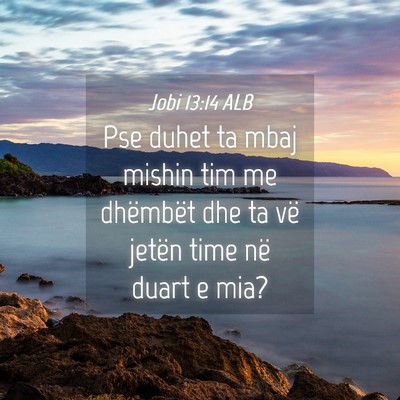 Picture 04 - Jobi 13:14 ALB - Pse duhet ta mbaj mishin tim me dhëmbët dhe ta - Bible Verse Picture