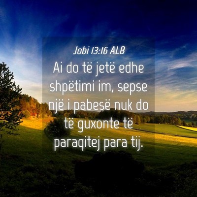 Picture 04 - Jobi 13:16 ALB - Ai do të jetë edhe shpëtimi im, sepse një i - Bible Verse Picture
