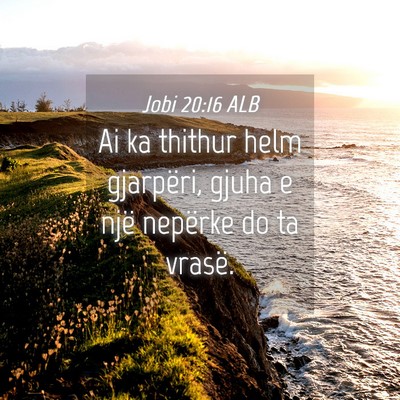 Picture 04 - Jobi 20:16 ALB - Ai ka thithur helm gjarpëri, gjuha e një - Bible Verse Picture