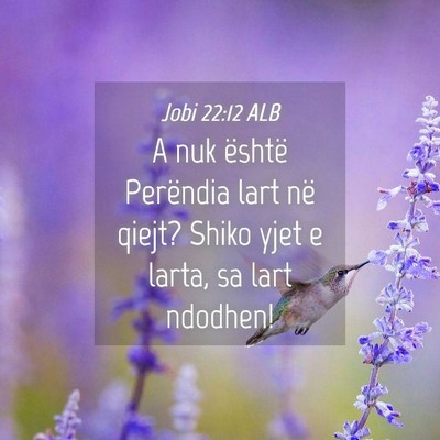 Picture 04 - Jobi 22:12 ALB - A nuk është Perëndia lart në qiejt? Shiko - Bible Verse Picture