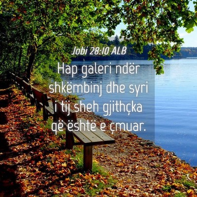 Picture 04 - Jobi 28:10 ALB - Hap galeri ndër shkëmbinj dhe syri i tij sheh - Bible Verse Picture