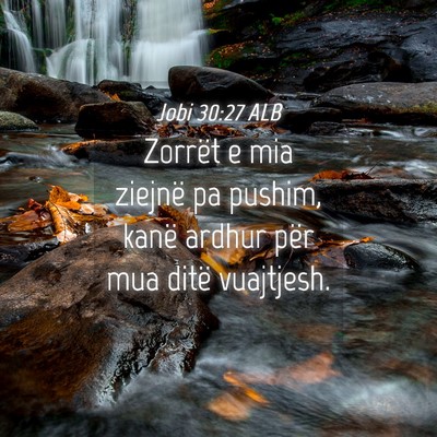 Picture 04 - Jobi 30:27 ALB - Zorrët e mia ziejnë pa pushim, kanë ardhur - Bible Verse Picture