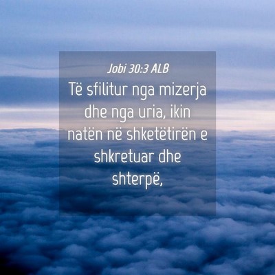 Picture 04 - Jobi 30:3 ALB - Të sfilitur nga mizerja dhe nga uria, ikin - Bible Verse Picture