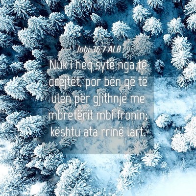 Picture 04 - Jobi 36:7 ALB - Nuk i heq sytë nga të drejtët, por bën që - Bible Verse Picture