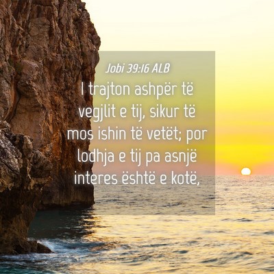Picture 04 - Jobi 39:16 ALB - I trajton ashpër të vegjlit e tij, sikur të - Bible Verse Picture