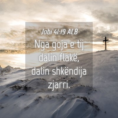 Picture 04 - Jobi 41:19 ALB - Nga goja e tij dalin flakë, dalin shkëndija - Bible Verse Picture