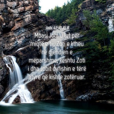 Picture 04 - Jobi 42:10 ALB - Mbasi Jobi u lut për miqtë e tij, Zoti e ktheu - Bible Verse Picture